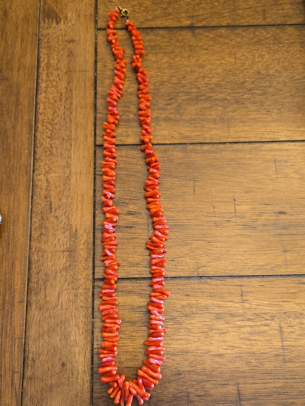 Vintage Bright Red Coral Chip Necklace
